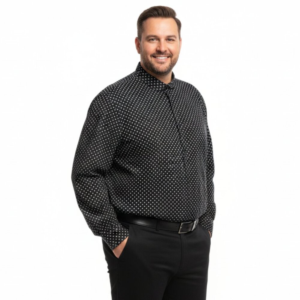 Joseph A Banks Black & Gray Print Long Sleeve Button Up Shirt XXL